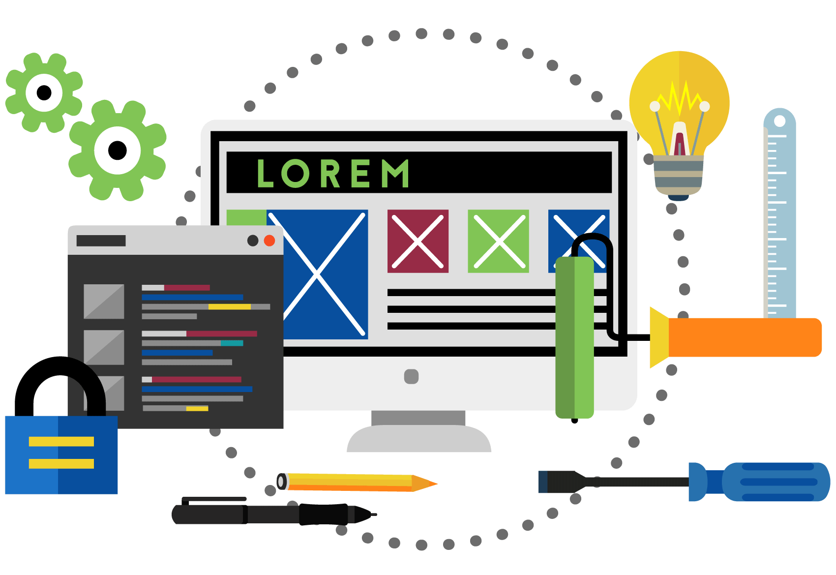 Illustration representing web design and development